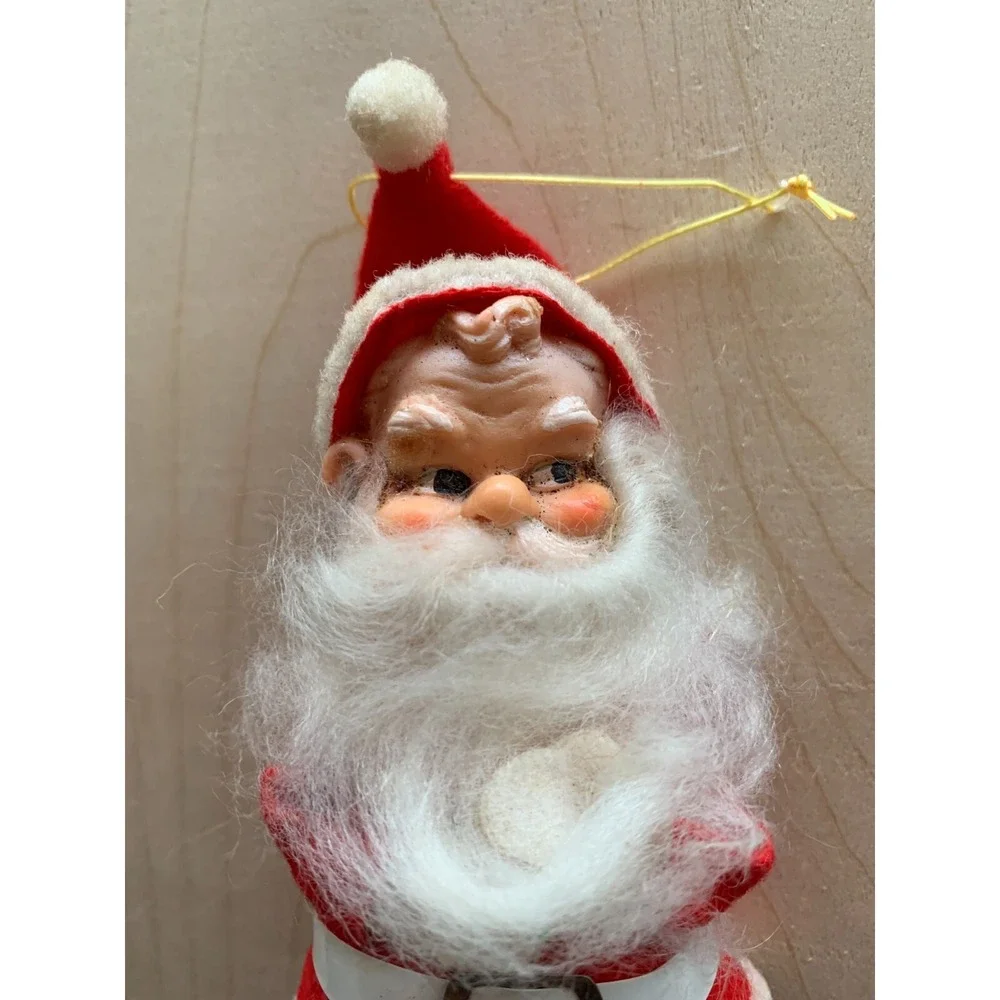 Vintage Santa Claus Christmas Ornament Plastic Felt Pipe Cleaner 7